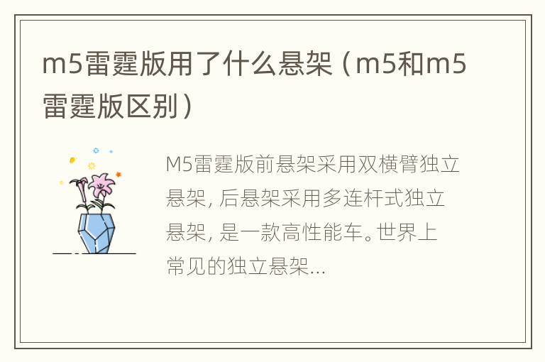 m5雷霆版用了什么悬架（m5和m5雷霆版区别）