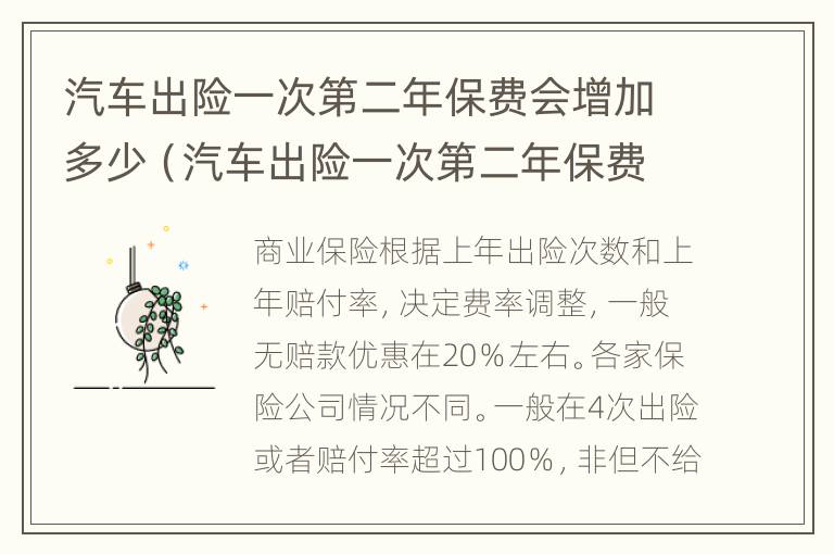 汽车出险一次第二年保费会增加多少（汽车出险一次第二年保费会增加多少呢）