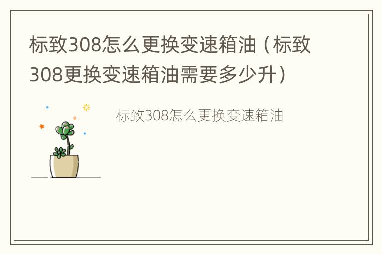 标致308怎么更换变速箱油（标致308更换变速箱油需要多少升）