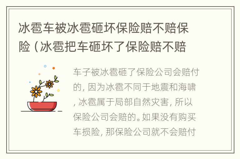 冰雹车被冰雹砸坏保险赔不赔保险（冰雹把车砸坏了保险赔不赔）