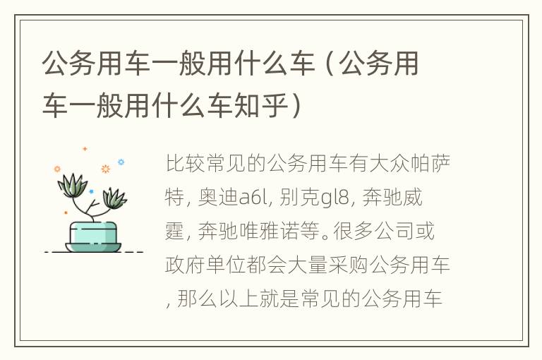 公务用车一般用什么车（公务用车一般用什么车知乎）