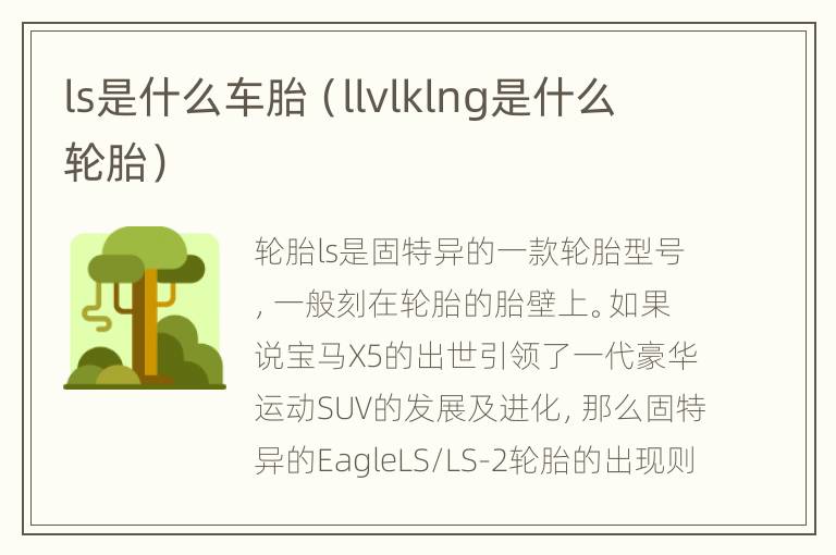 ls是什么车胎（llvlklng是什么轮胎）