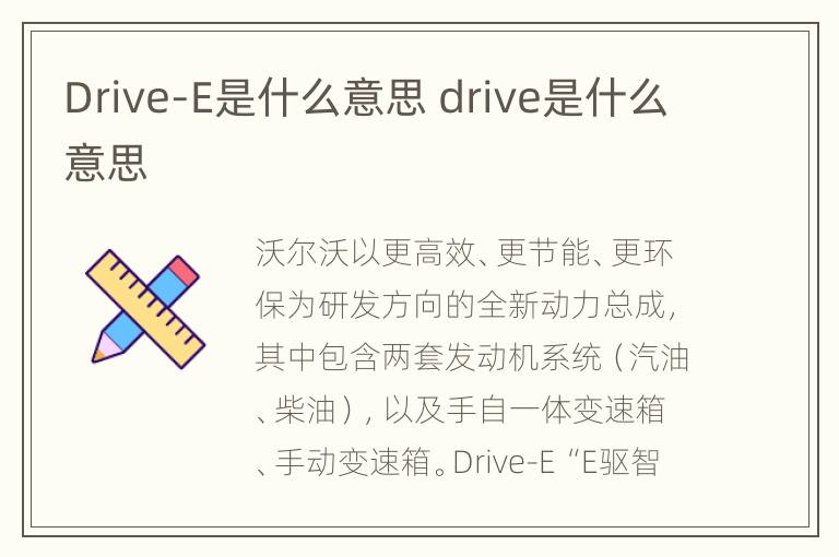 Drive-E是什么意思 drive是什么意思