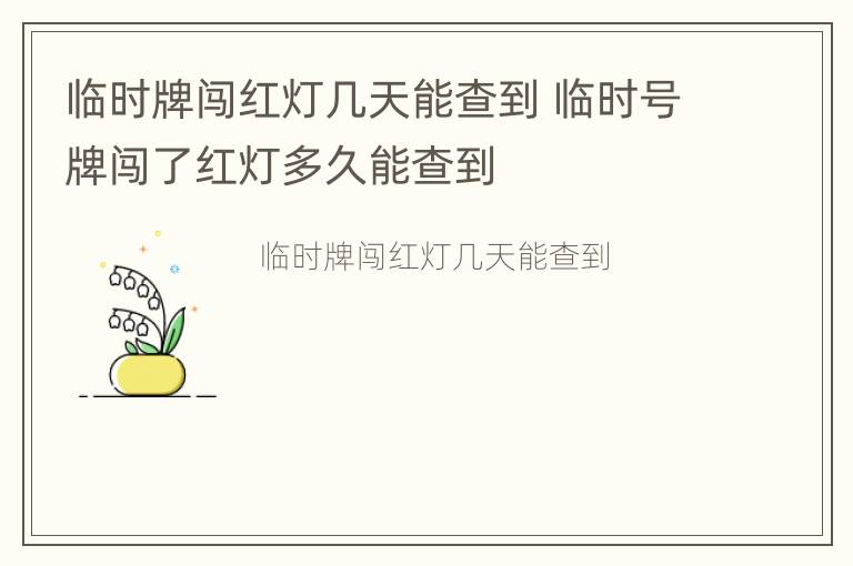 临时牌闯红灯几天能查到 临时号牌闯了红灯多久能查到