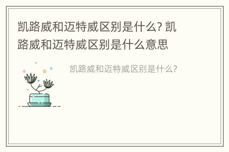 凯路威和迈特威区别是什么? 凯路威和迈特威区别是什么意思