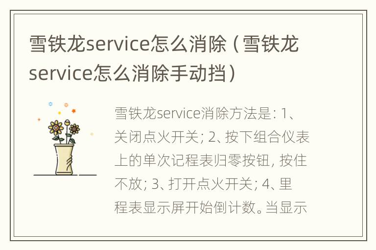 雪铁龙service怎么消除（雪铁龙service怎么消除手动挡）