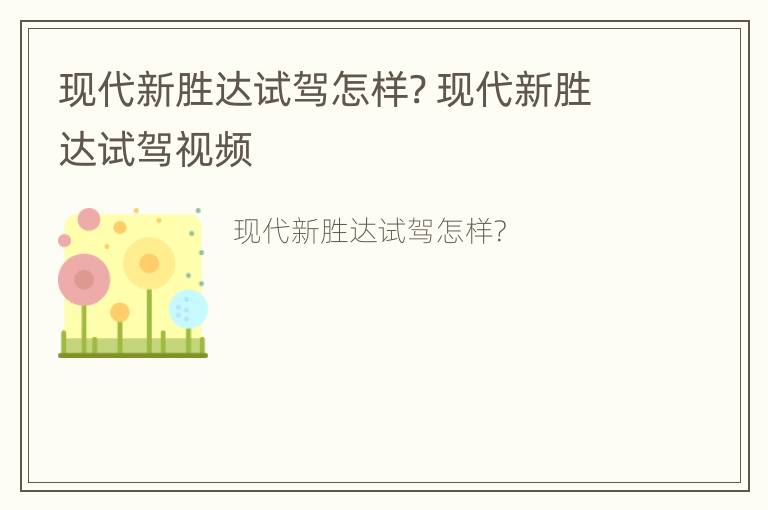 现代新胜达试驾怎样? 现代新胜达试驾视频