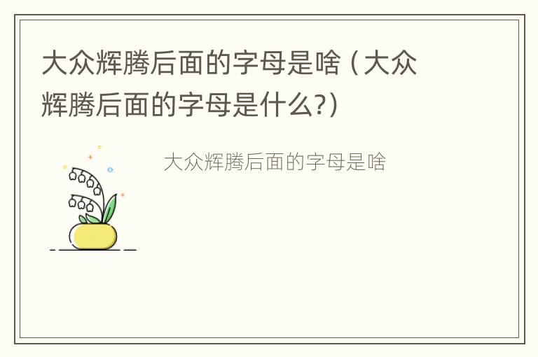 大众辉腾后面的字母是啥（大众辉腾后面的字母是什么?）