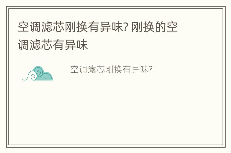 空调滤芯刚换有异味? 刚换的空调滤芯有异味