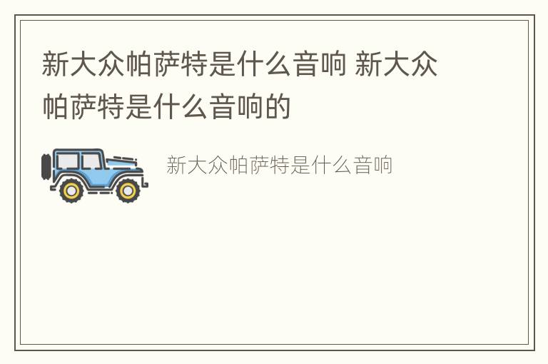 新大众帕萨特是什么音响 新大众帕萨特是什么音响的