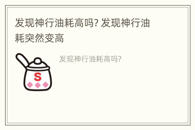 发现神行油耗高吗? 发现神行油耗突然变高