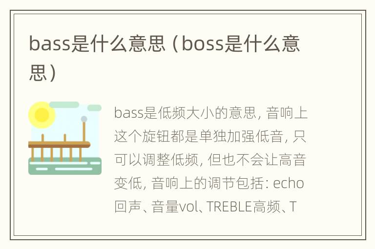 bass是什么意思（boss是什么意思）