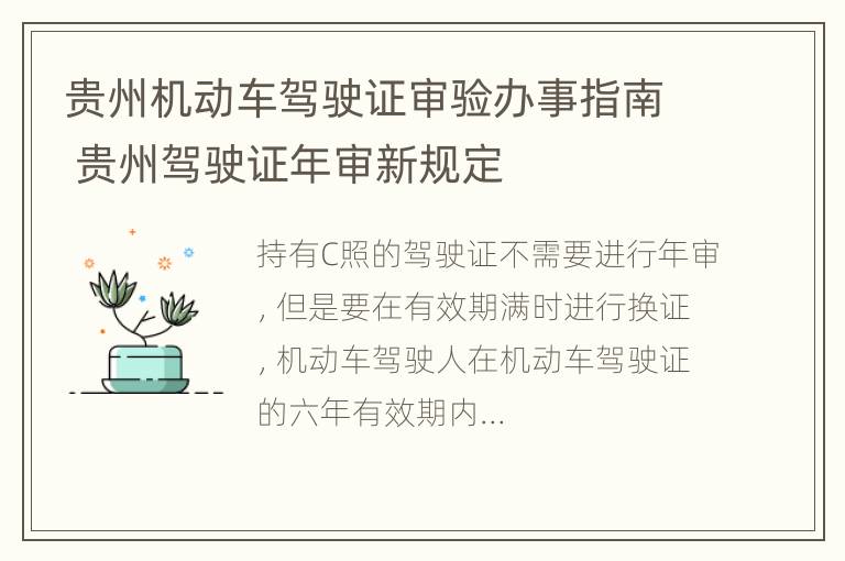 贵州机动车驾驶证审验办事指南 贵州驾驶证年审新规定