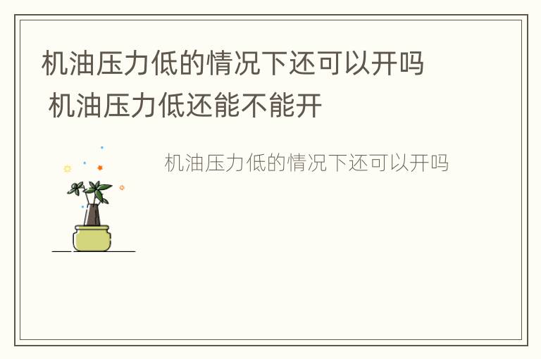 机油压力低的情况下还可以开吗 机油压力低还能不能开