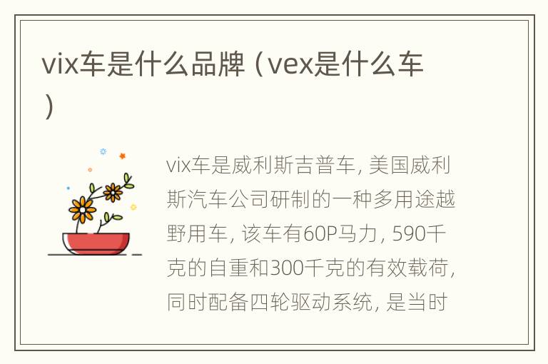 vix车是什么品牌（vex是什么车）