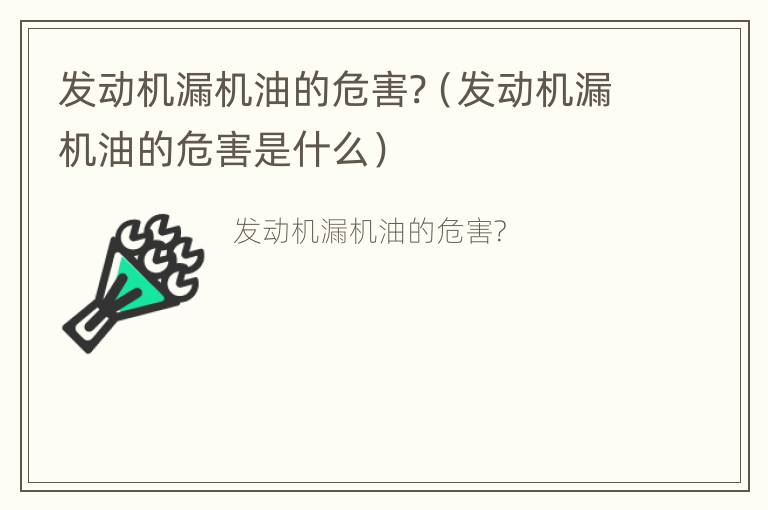 发动机漏机油的危害?（发动机漏机油的危害是什么）