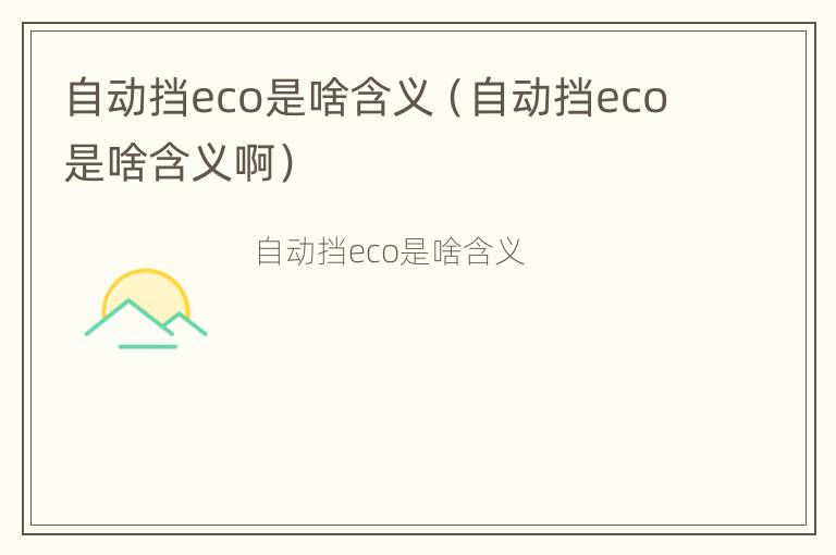 自动挡eco是啥含义（自动挡eco是啥含义啊）