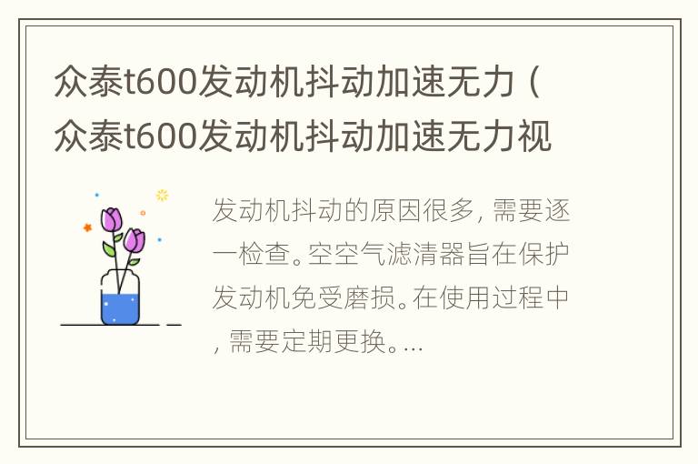 众泰t600发动机抖动加速无力（众泰t600发动机抖动加速无力视频）