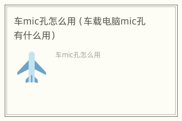 车mic孔怎么用（车载电脑mic孔有什么用）