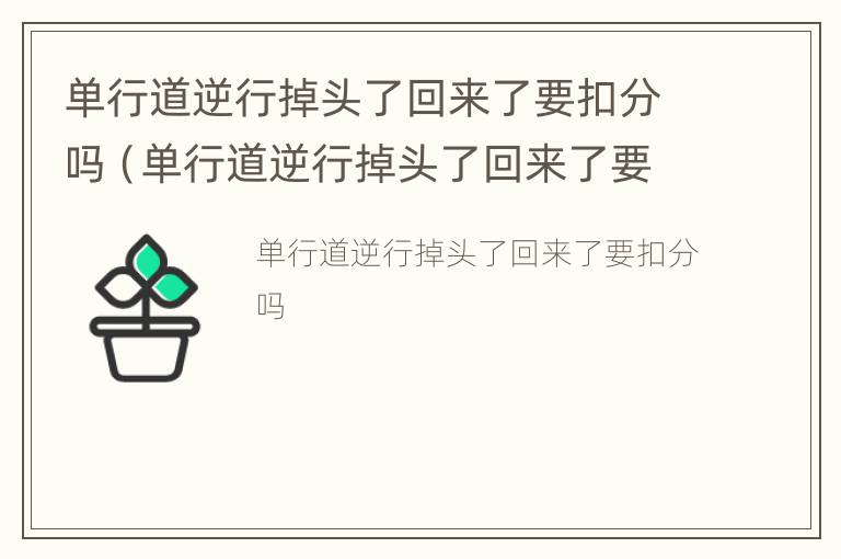 单行道逆行掉头了回来了要扣分吗（单行道逆行掉头了回来了要扣分吗 贴吧）