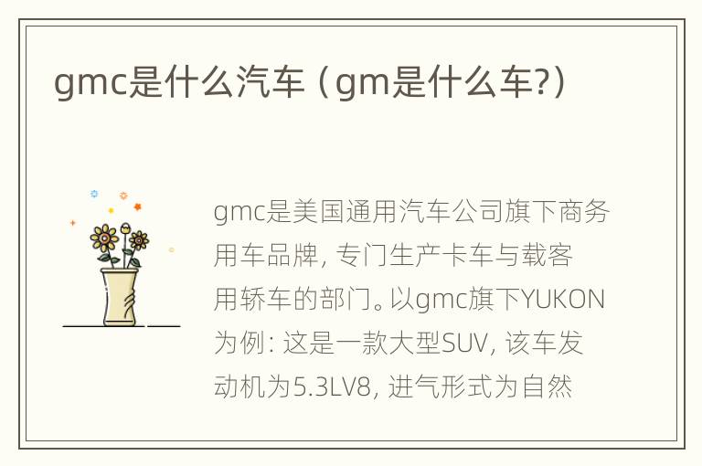 gmc是什么汽车（gm是什么车?）