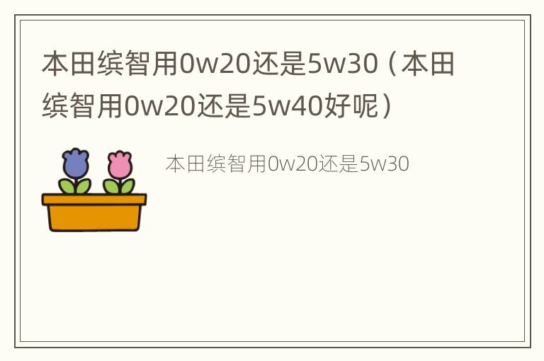 本田缤智用0w20还是5w30（本田缤智用0w20还是5w40好呢）