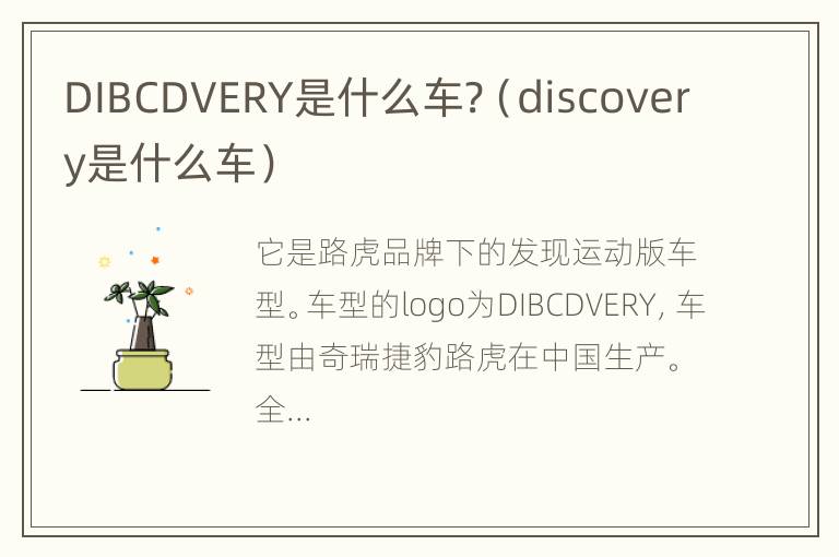 DIBCDVERY是什么车?（discovery是什么车）