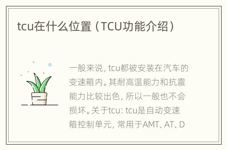 tcu在什么位置（TCU功能介绍）