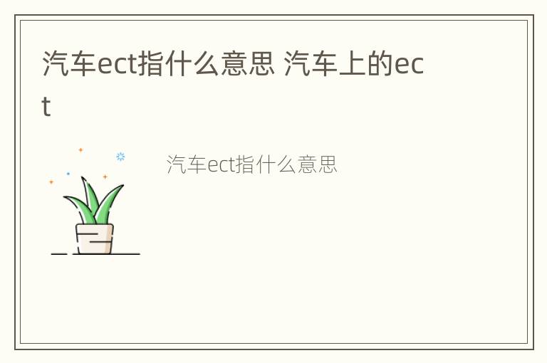 汽车ect指什么意思 汽车上的ect