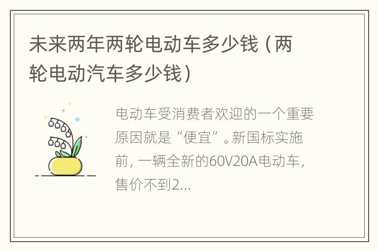 未来两年两轮电动车多少钱（两轮电动汽车多少钱）