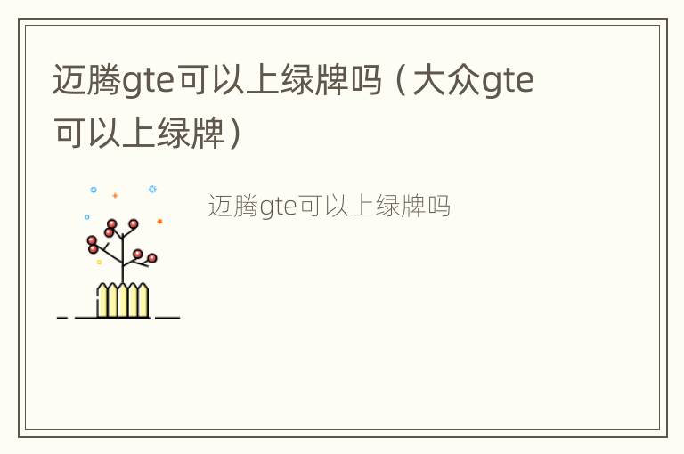 迈腾gte可以上绿牌吗（大众gte可以上绿牌）