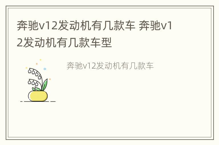 奔驰v12发动机有几款车 奔驰v12发动机有几款车型