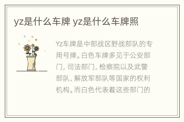 yz是什么车牌 yz是什么车牌照