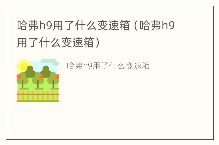 哈弗h9用了什么变速箱（哈弗h9用了什么变速箱）