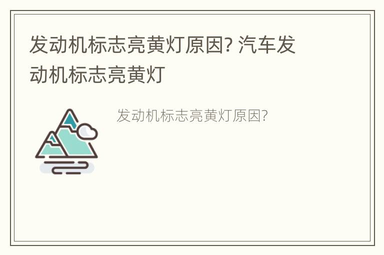 发动机标志亮黄灯原因? 汽车发动机标志亮黄灯