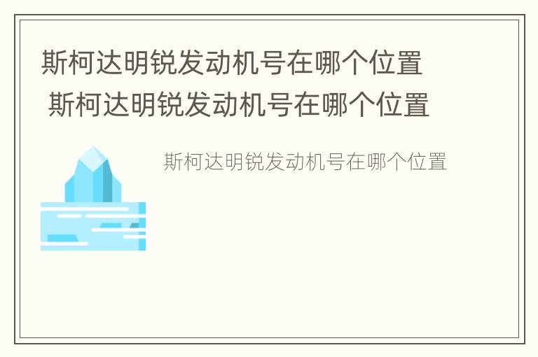 斯柯达明锐发动机号在哪个位置 斯柯达明锐发动机号在哪个位置看