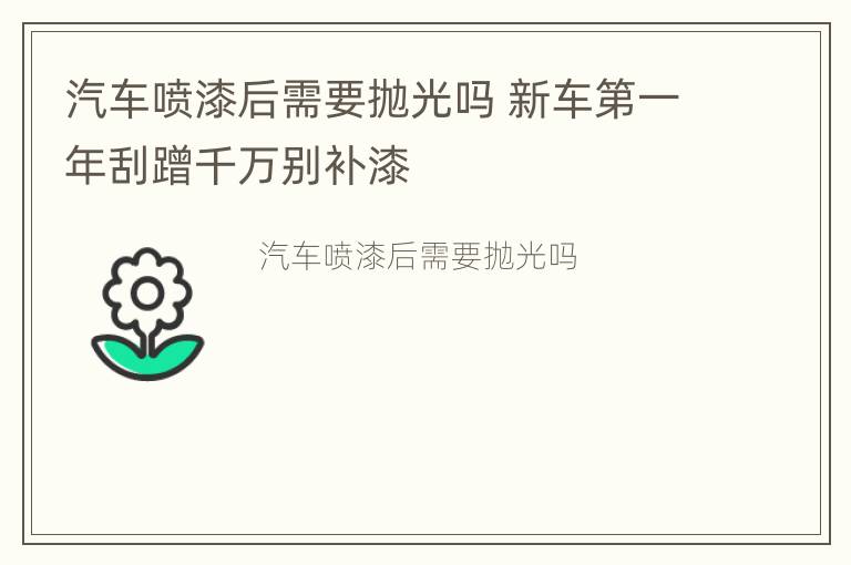 汽车喷漆后需要抛光吗 新车第一年刮蹭千万别补漆