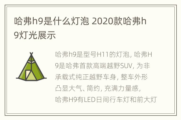 哈弗h9是什么灯泡 2020款哈弗h9灯光展示