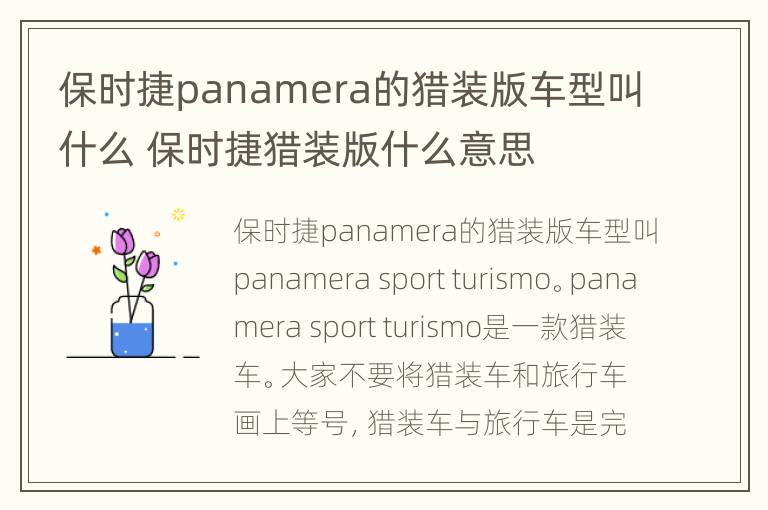 保时捷panamera的猎装版车型叫什么 保时捷猎装版什么意思