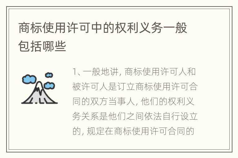 商标使用许可中的权利义务一般包括哪些