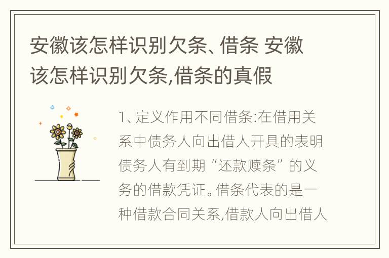 安徽该怎样识别欠条、借条 安徽该怎样识别欠条,借条的真假