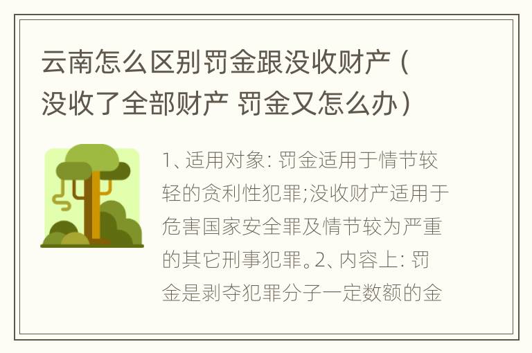 云南怎么区别罚金跟没收财产（没收了全部财产 罚金又怎么办）