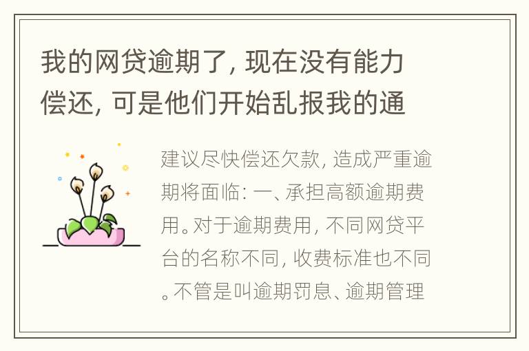 我的网贷逾期了，现在没有能力偿还，可是他们开始乱报我的通讯录，我该怎么办