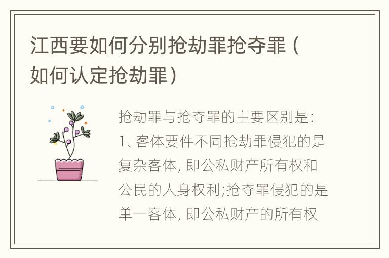 江西要如何分别抢劫罪抢夺罪（如何认定抢劫罪）