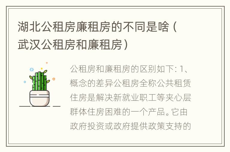 湖北公租房廉租房的不同是啥（武汉公租房和廉租房）