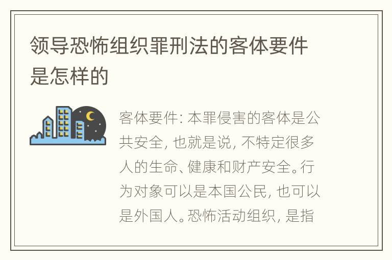 领导恐怖组织罪刑法的客体要件是怎样的