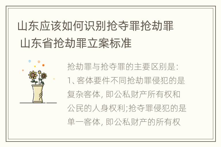 山东应该如何识别抢夺罪抢劫罪 山东省抢劫罪立案标准