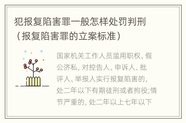 犯报复陷害罪一般怎样处罚判刑（报复陷害罪的立案标准）