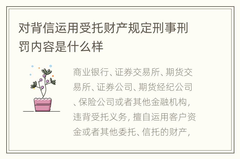 对背信运用受托财产规定刑事刑罚内容是什么样