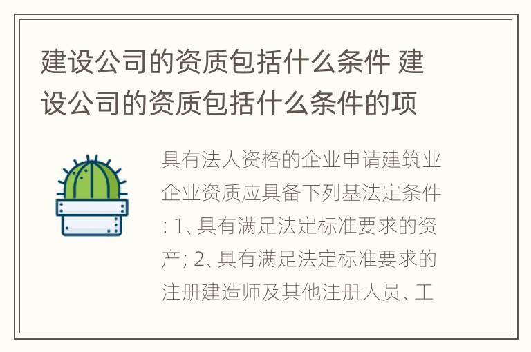 建设公司的资质包括什么条件 建设公司的资质包括什么条件的项目